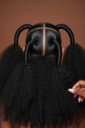 Afro Puff Back View on Brown Background